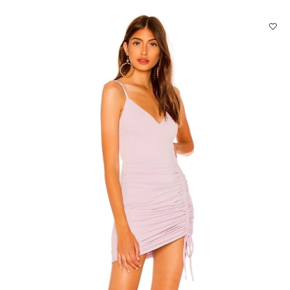 Revolve Lavender Vneck Bodycon Rouched mini dress Medium